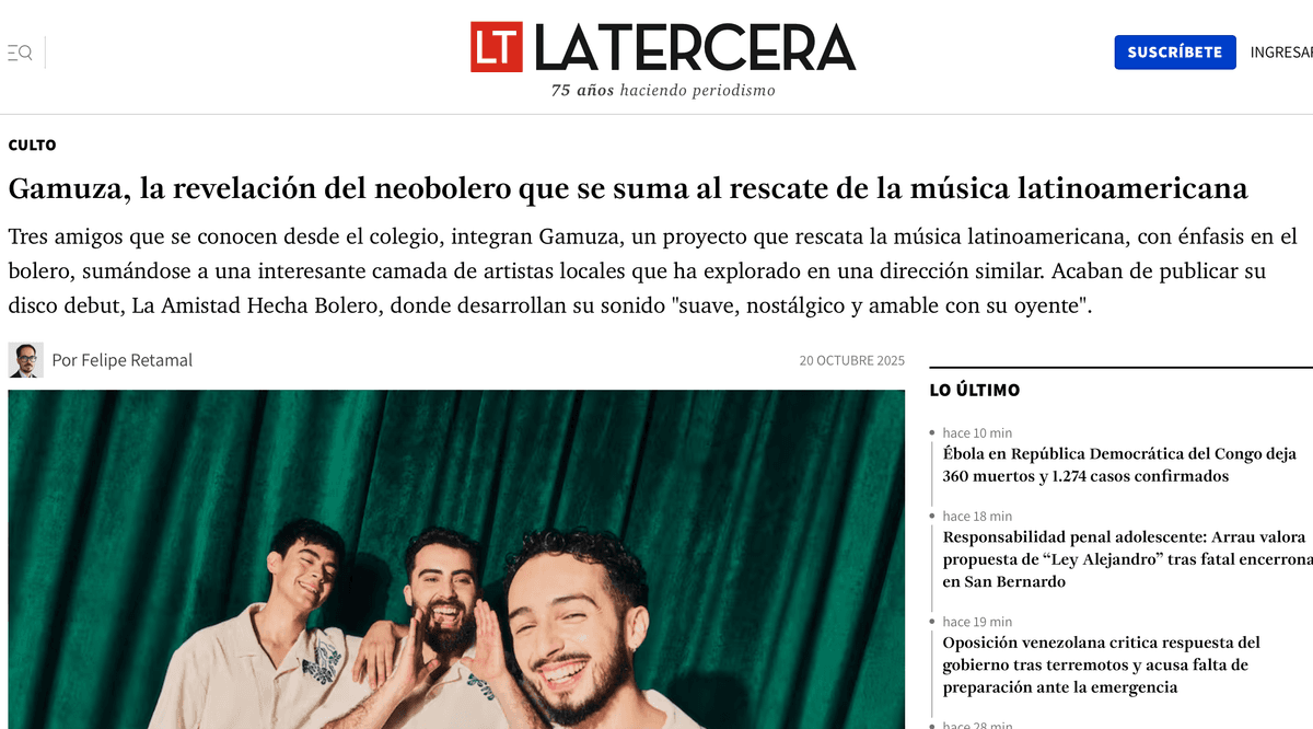 Gamuza, la revelación del neobolero que se suma al rescate de la música latinoamericana